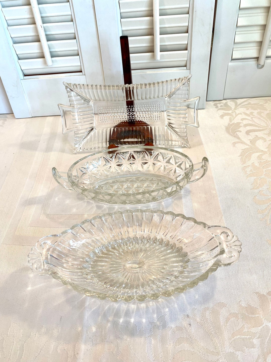 Vintage Glass Dessert Dishes Banana Split Dish Candy Nuts Relish