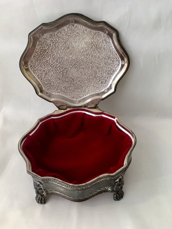 Vintage Silverplate Jewelry Box Dieu Et Mon Droit Made In Etsy