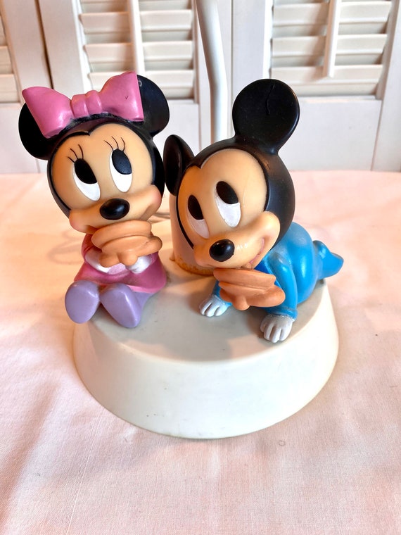 Vintage 1986 Minnie and Mickey Mouse Lamp ~ Made in USA ~ Nursery