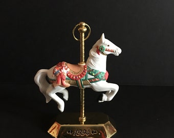Hallmark Porcelain Horse Figurine ~ 1994~ Tobin Fraley ~Carousel Horse ~ Brass Stand ~ Collectible ~ Vintage