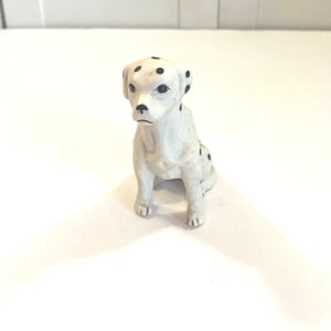 Vintage Dalmatian Dog Figurine ~ Sitting Up Dog ~ Ceramic ~ Made in Taiwan ~ 3” tall ~ White with Black Spots Firehouse Dogs