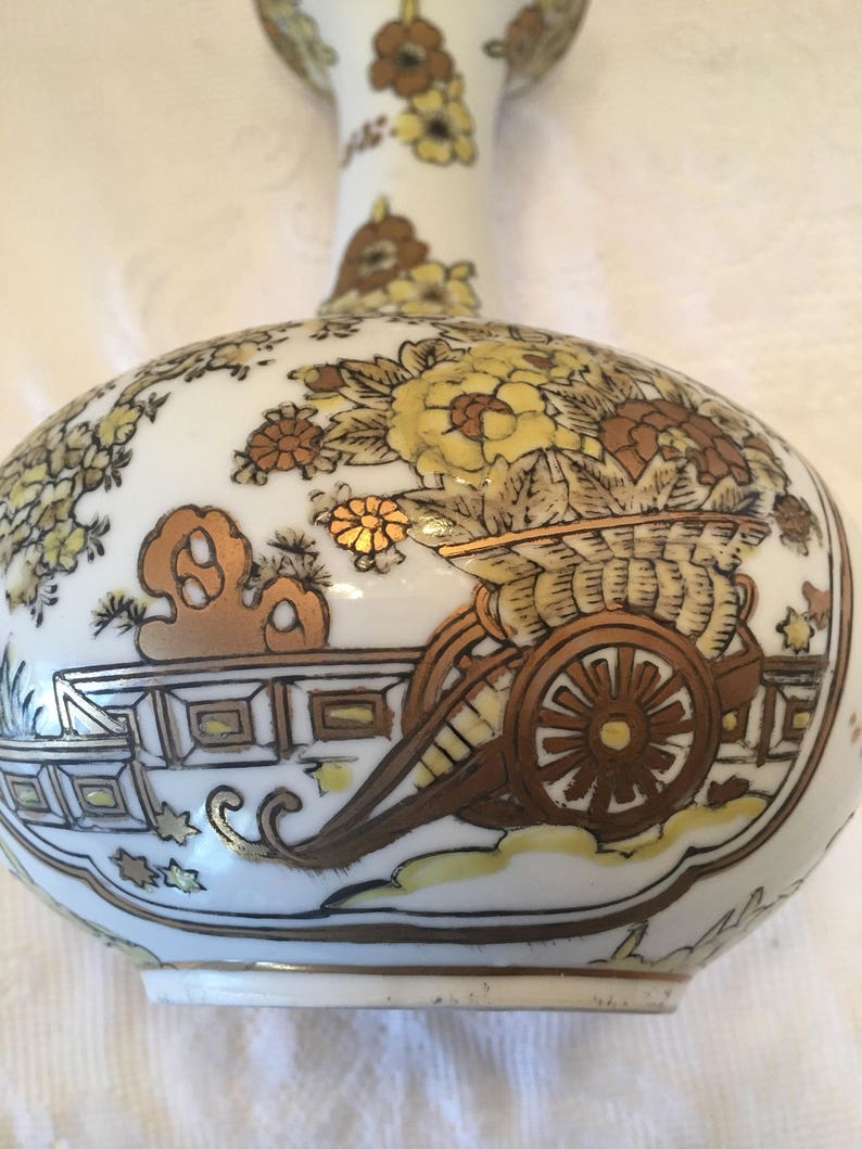 Gold Imari Vase Set of Two Japan Hand painted Japanese Etsy