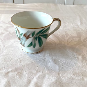 Vintage Noritake Bamboo Cup ~ Teacup ~ Small Cup ~ Demi Teacup  ~ #5565 ~ Green Brown and White ~1950’s 1960’s