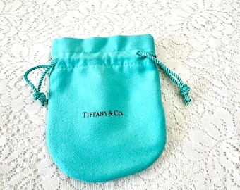 Vintage Tiffany and Co Empty Blue Jewelry Pouch, Medium Pouch 4”long