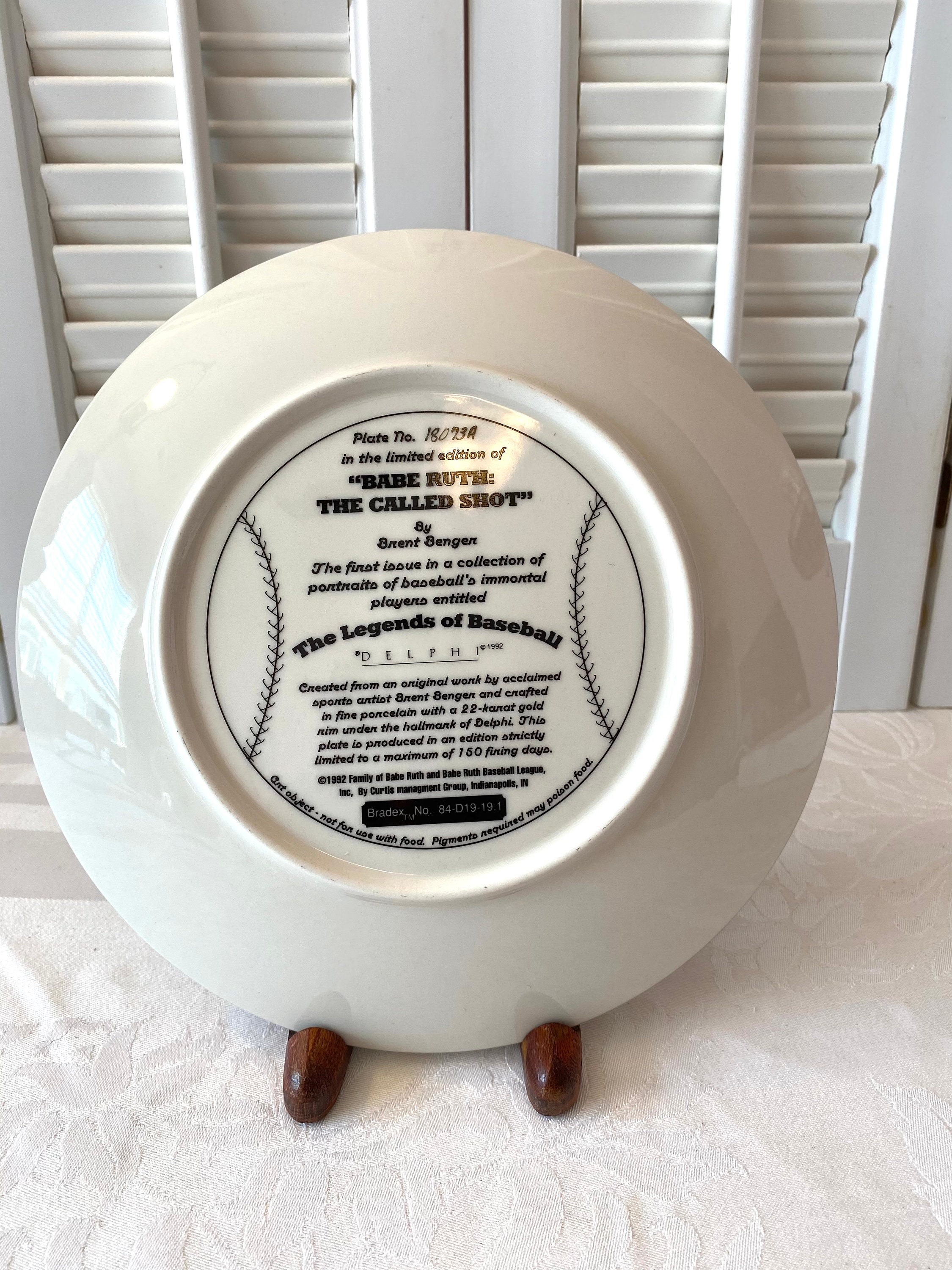 コレクション Legendary Babe Ruth Collector Plate BABE RUTH 1995' FRANKLIN MINT 