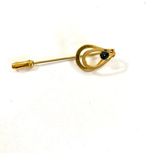 Vintage Stick pin~ Hat Pin ~ Lapel Pin ~ Gold tone with Blue Stone ~ 2” long ~ Costume Jewelry