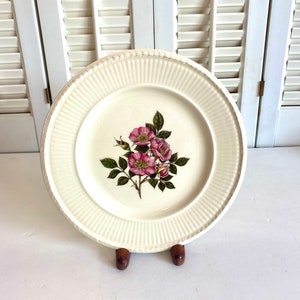 Vintage Wedgwood Etruria and Barlaston Briar Rose Salad Plate ~ Edme shape ~ 8” diameter ~ Made in England ~ Cream and Pink ~ 1969-1998