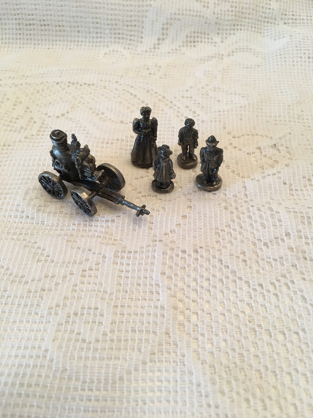 Pewter Figurines Set of Five Miniature Solid Pewter Figurines Fire