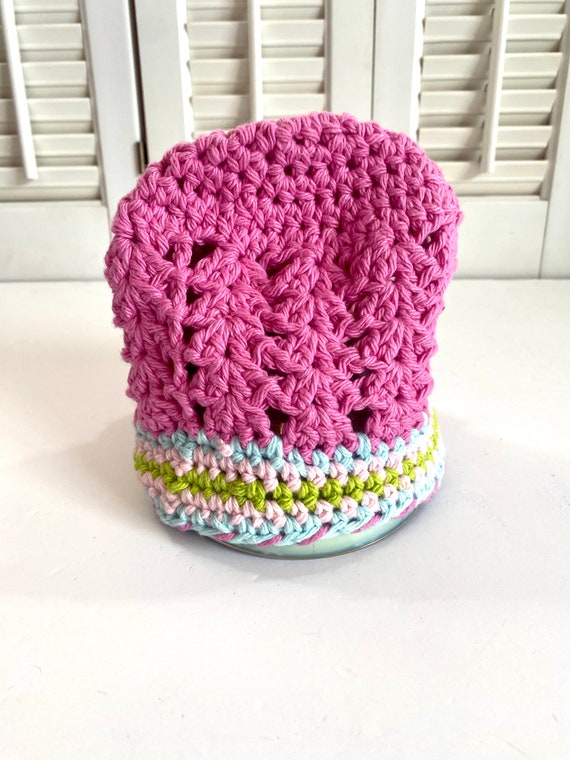 Vintage Baby Hat ~ Infant Hat ~ Pink and Blue Cro… - image 5