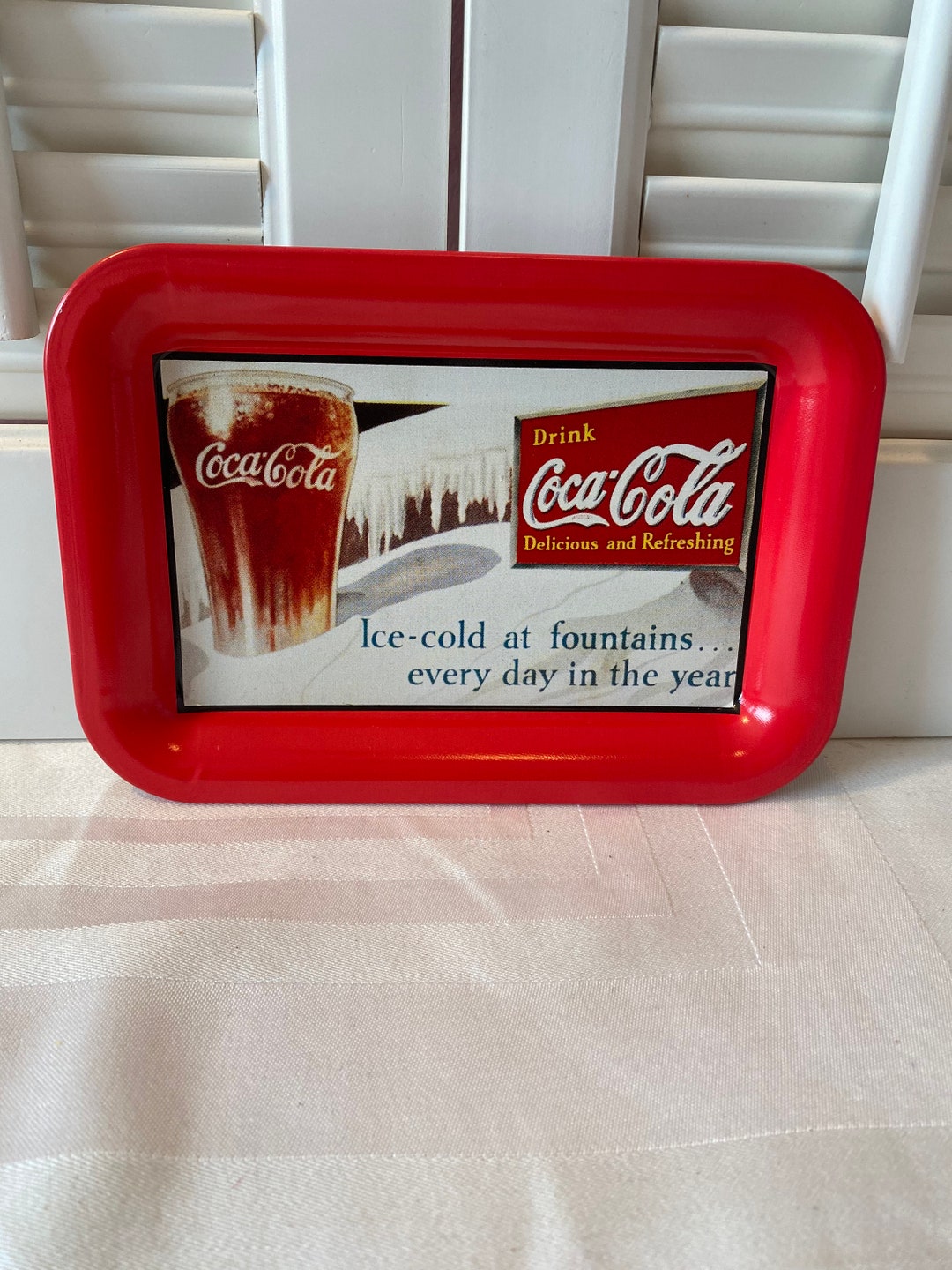 Vintage Coke Tray 1991 Issue Small Red Tray Collectible Etsy
