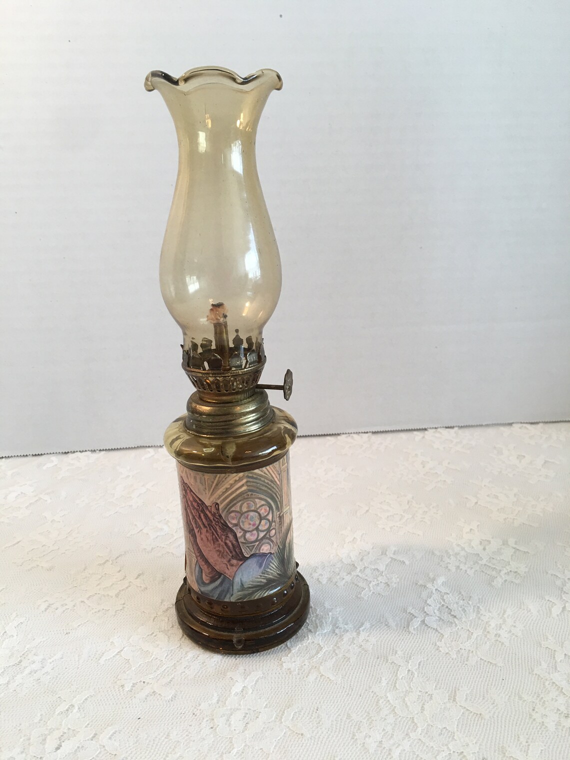 Vintage Hong Kong Oil Lamp Praying Hands Design Small Oil Etsy