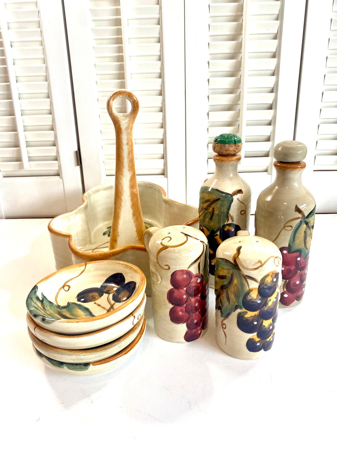 Vintage Tabletops Gallery Condiment Set Napa 9 Piece Set Holder/oil&vinegar/saltpepper/4 Small