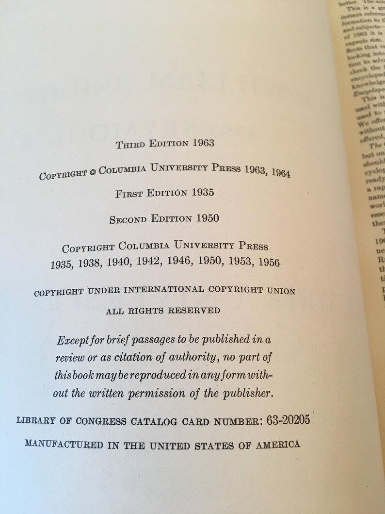 The Columbia Encyclopedia Third Edition 1963 Reference Etsy