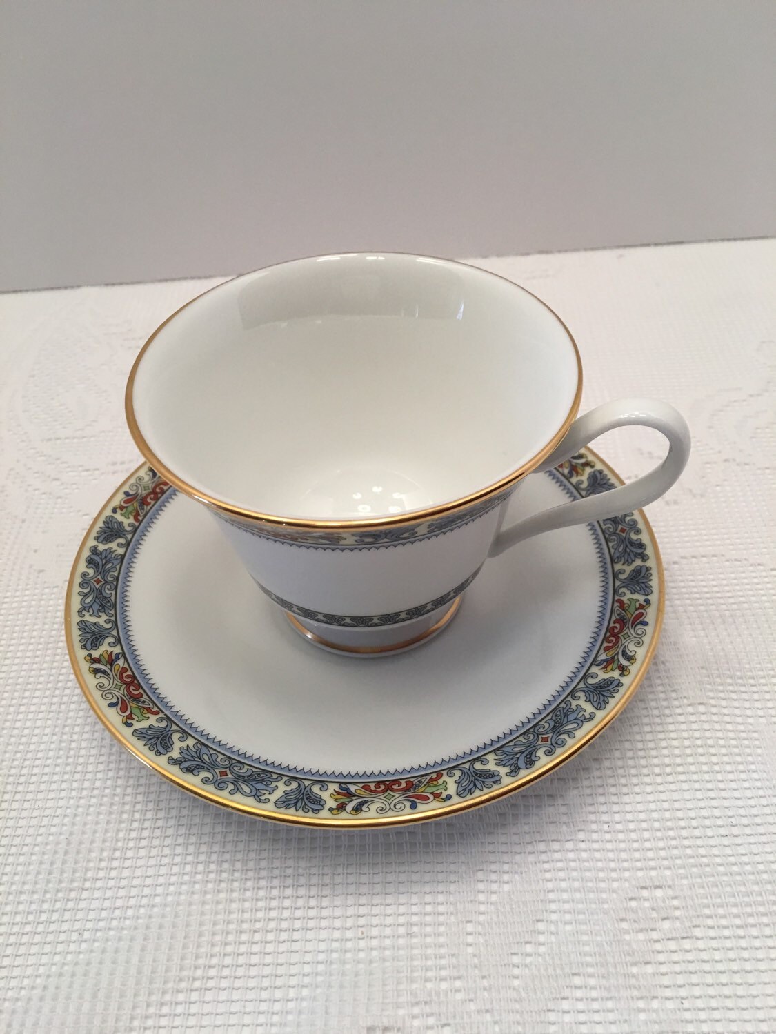 Oxford Bone China Cup and Plate Palisades Pattern Cup and Etsy