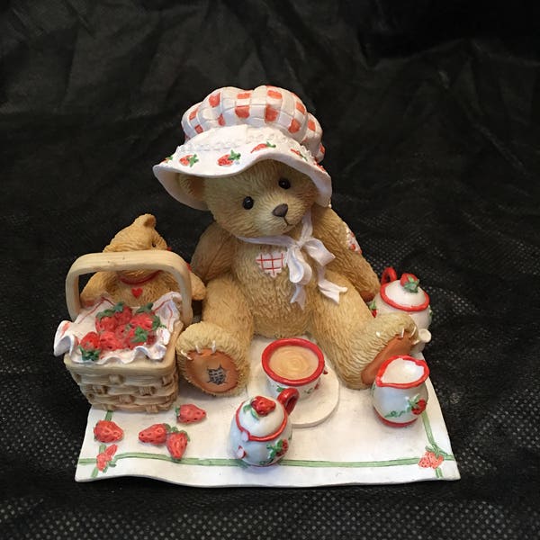 Cherished Teddies Figurine ~ Thelma ~ Cozy Tea for Two ~ 1995 ~ #5C3 - 142 ~ Collectible ~ Bear Figurine ~ Vintage