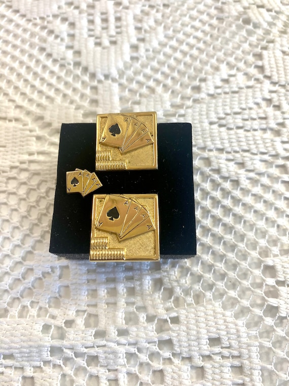 Vintage Swank Cuff Links and Tie Tack ~ Ace of Spa