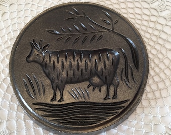 Sexton USA Pewter Wall Plaque ~ Steer ~ Metal Mold Plaque ~ Cow Plaque ~ Vintage