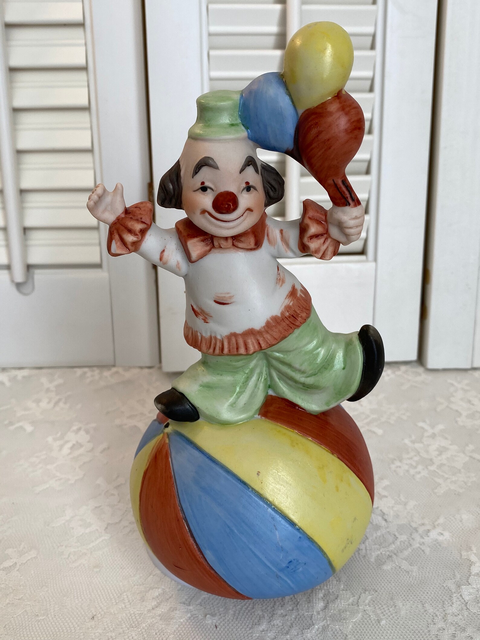 Vintage Clown on Ball Music Box Musical Clown Figurine Etsy