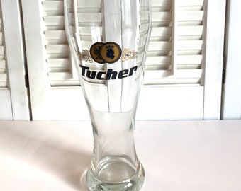 Vintage Tucher Pilsener ~ Beer Glass ~ Gold Trim ~ Man cave ~ Bar cart ~ Bar ware ~ Tucher Beer Pilsner