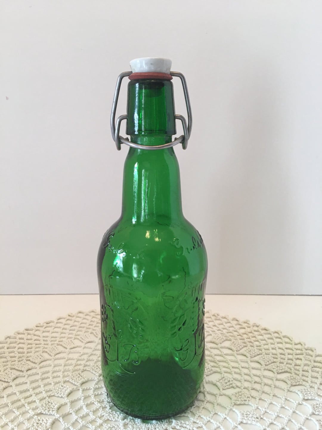Vintage Grolsch Lager Beer Bottle Porcelain Top Bale Wire Etsy