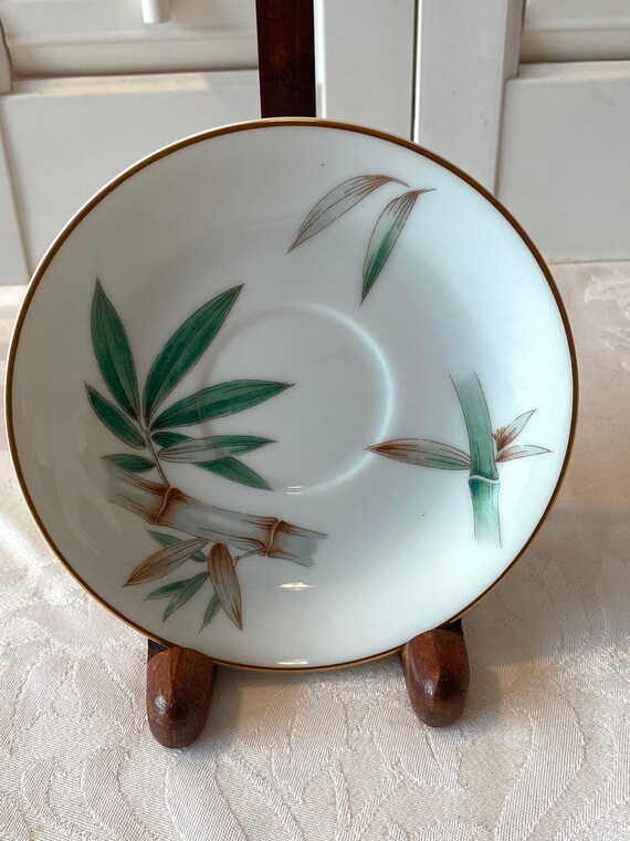 Vintage Noritake Bamboo Saucer ~ #5565 ~ Green Brown and