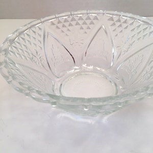 Vintage KIG Indonesia Glass Bowl Rose and Leaf Pattern Fleur de Lis Pattern image 5