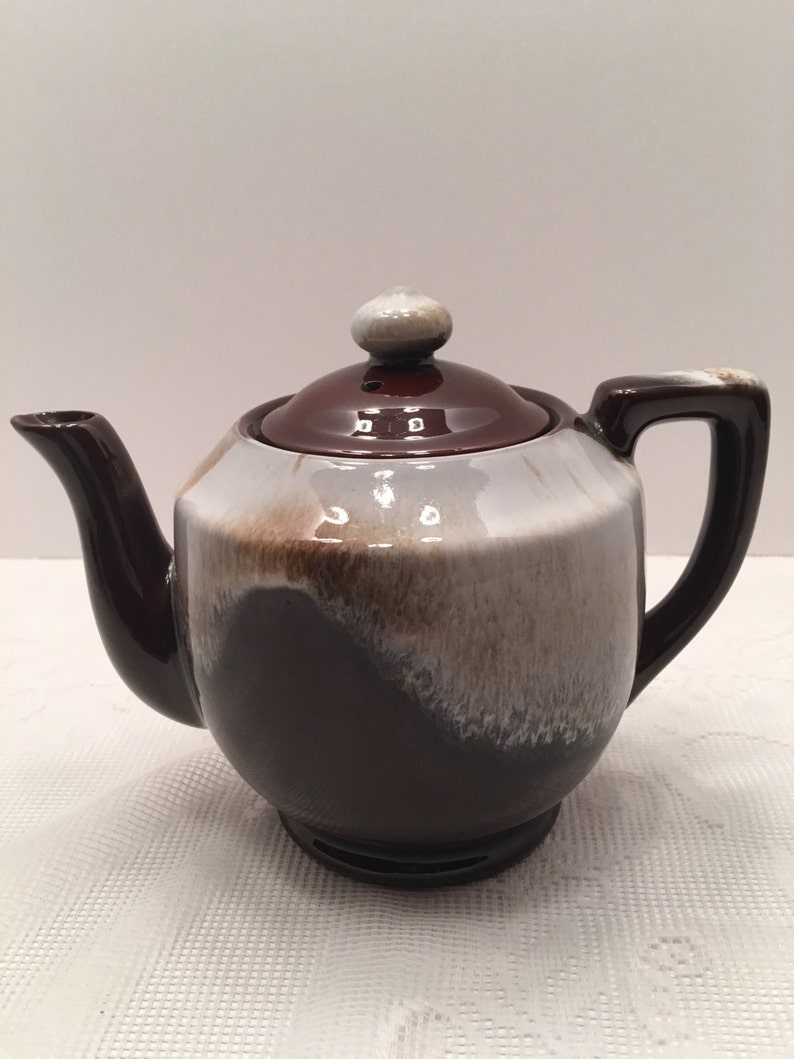 Vintage Brown Drip Teapot Japan Etsy