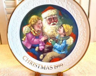 Vintage Avon Christmas Plate 1999, 22k Gold Trim Robert Sauber
