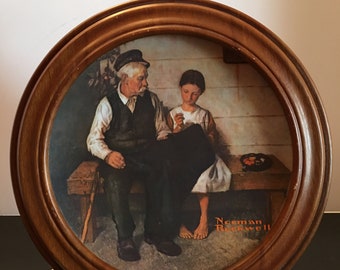 Norman Rockwell Plate ~ The Lighthouse Keepers Daughter ~ Rockwell Heritage Collection ~ 1979 ~Limited Edition ~ Wood Frame ~ Vintage
