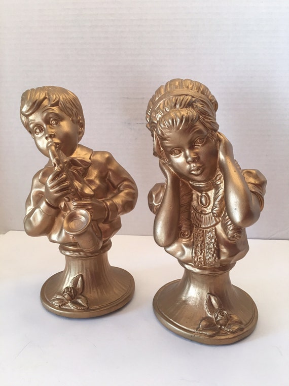 Vintage Universal Statuary Corp Gold Color Musical Bust Boy Etsy