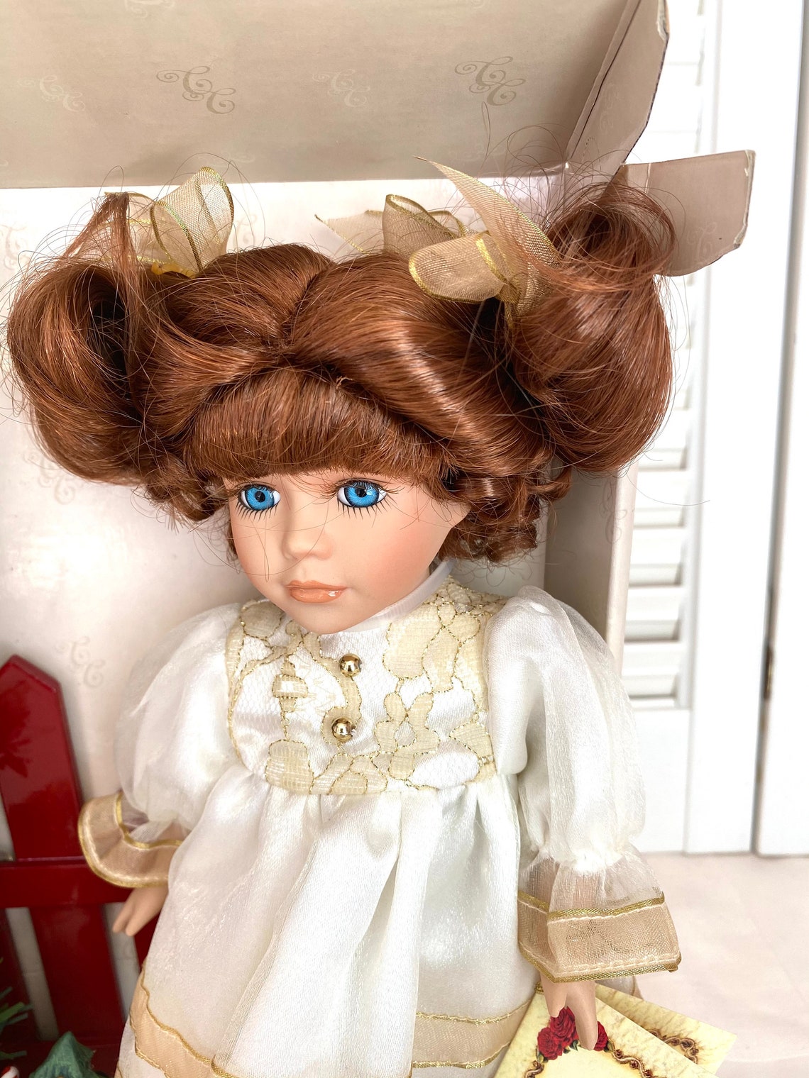 Vintage Collectors Choice Porcelain Doll with Dog and Light Etsy