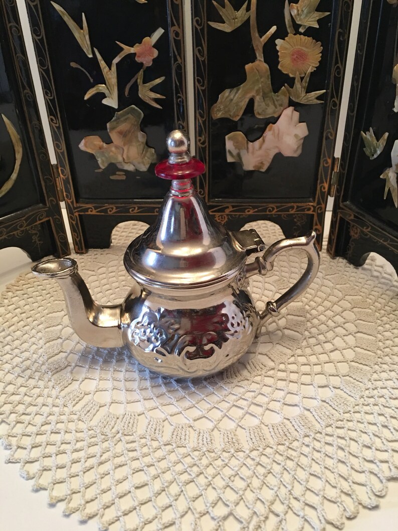 Moroccan Tea Pot Tea Kettle Hammered Metal Magma Etsy