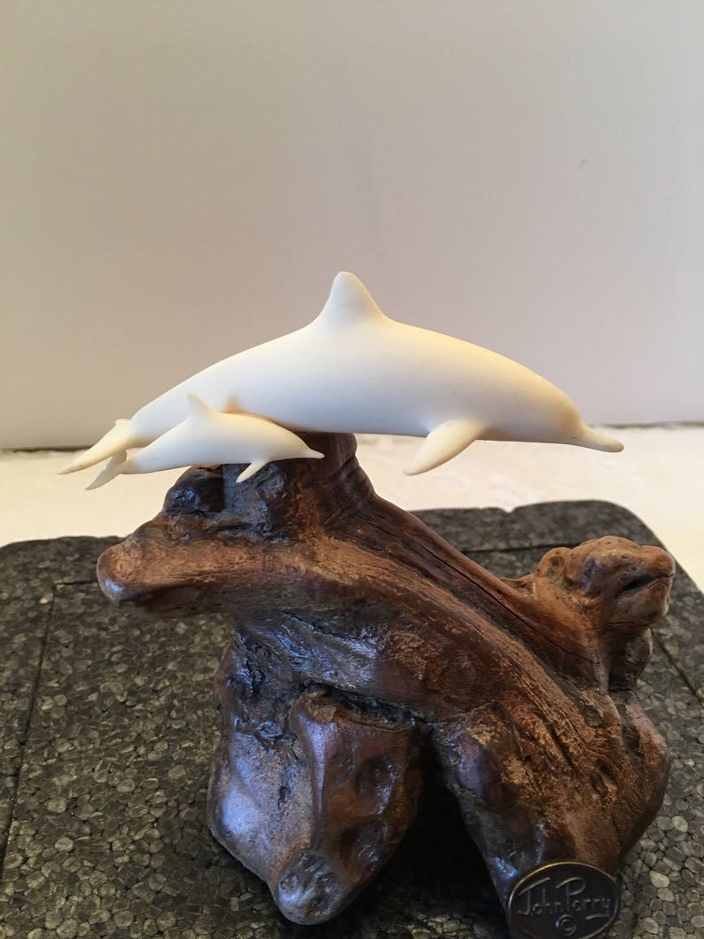 John Perry Dolphin Sculpture White Dolphin Two Dolphins Etsy