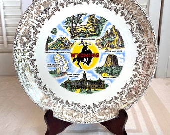 Vintage 1950’s Wyoming State Souvenir Plate ~ Collectible