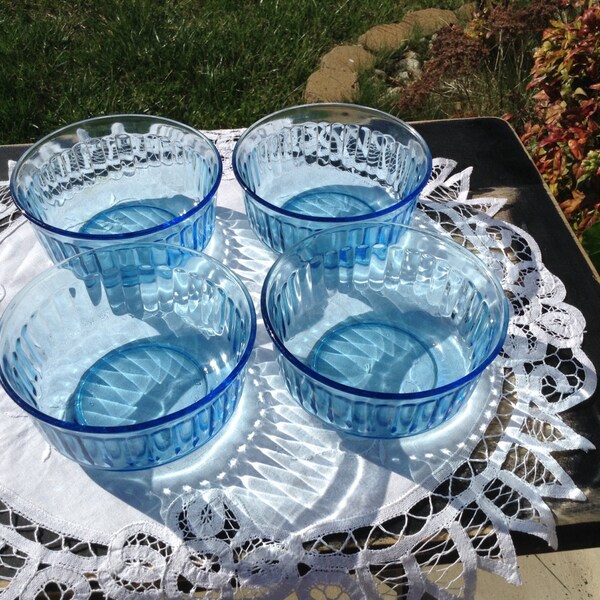 Fortecrisa  Mexico Azure Blue Bowls Set 4 Vintage  Bowls Ice Blue