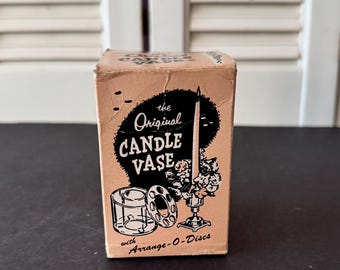 Vintage The Original Candle Vase, Two Acrylic Candle Vases with Acrylic Flower Discs, Includes Box