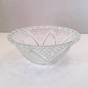 Vintage KIG Indonesia Glass Bowl Rose and Leaf Pattern Fleur de Lis Pattern image 1