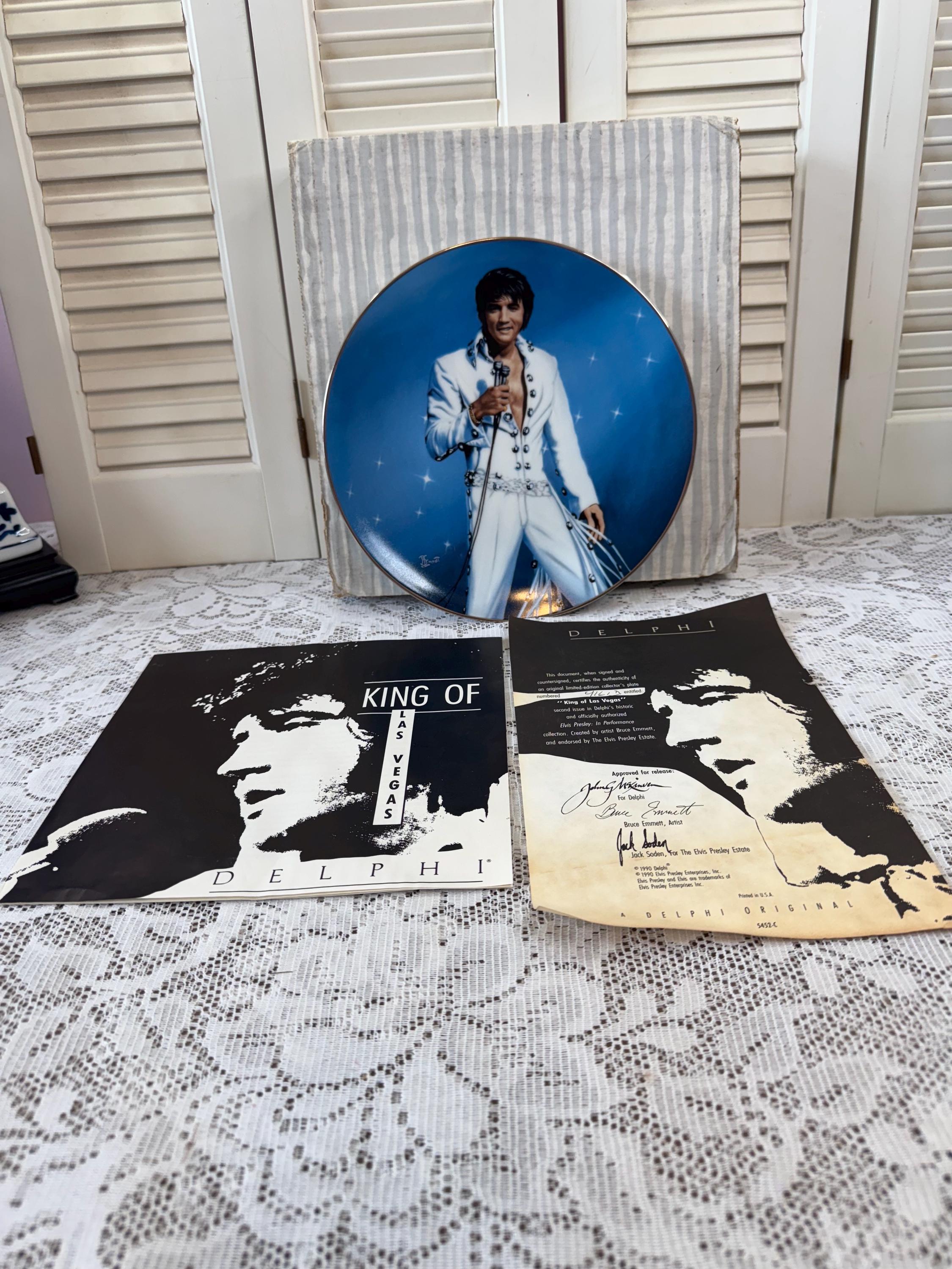 Vintage Elvis Presley Collectible Plate “king of Las Vegas” 1991