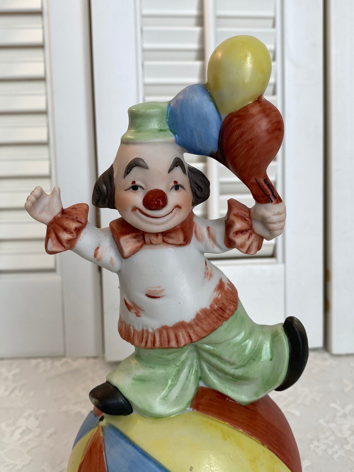 Vintage Clown on Ball Music Box Musical Clown Figurine Etsy