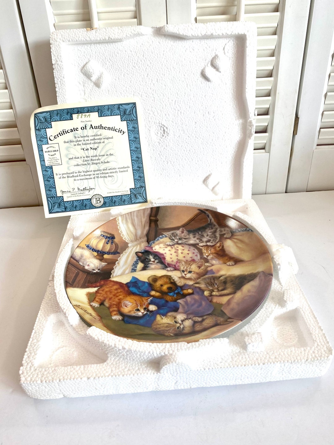 Vintage Collectible Plate Cat Nap Litter Rascals Collection 1998 9th