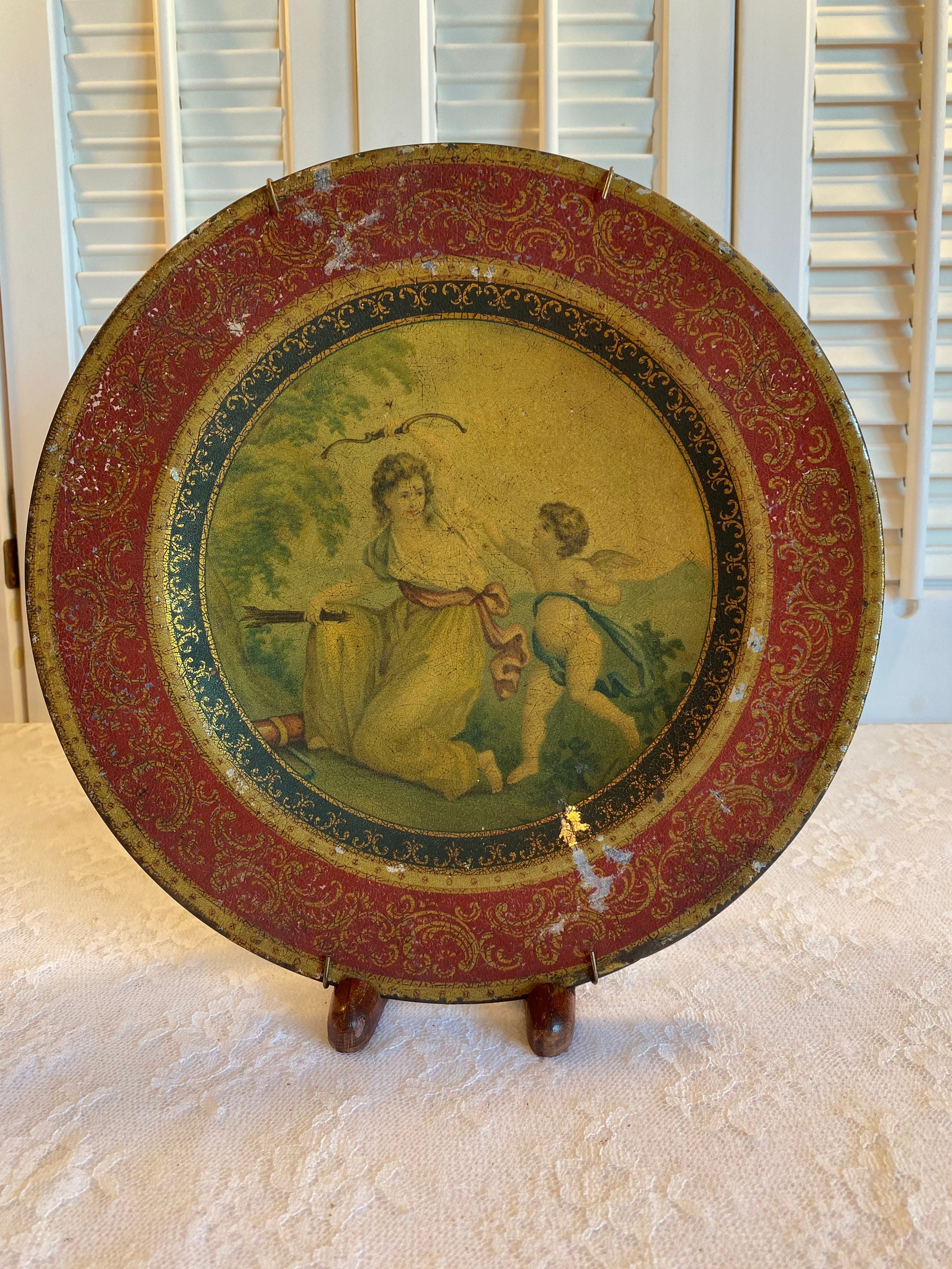 Vintage Decorative Metal Plates ~ Victorian Ladies ~ Set of