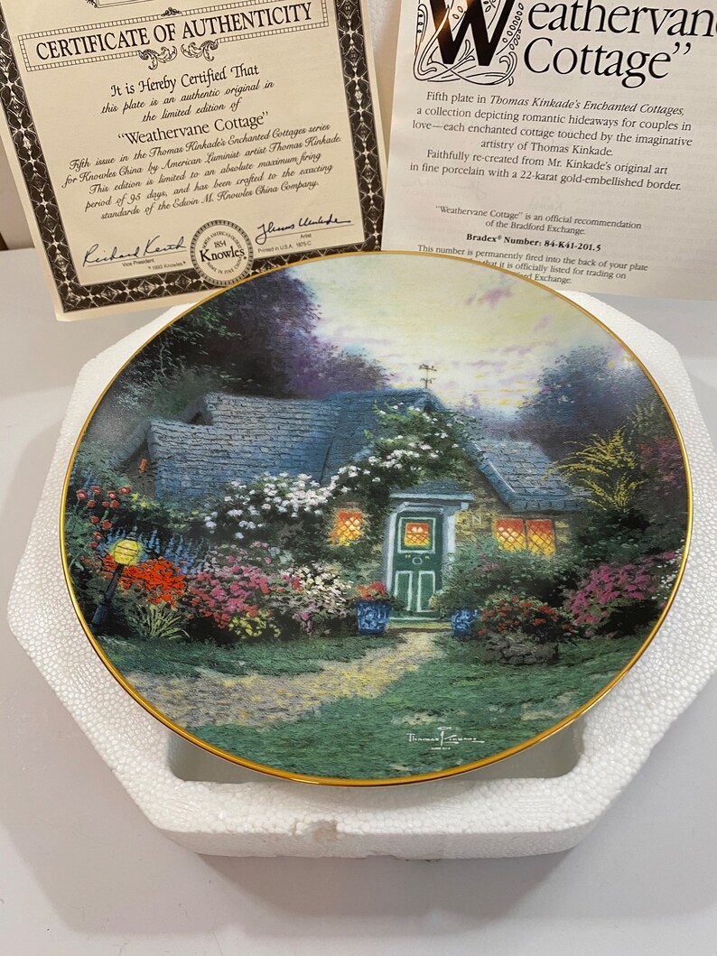 Thomas Kinkade Collectible Plate Weathervane Cottage 1993 Etsy