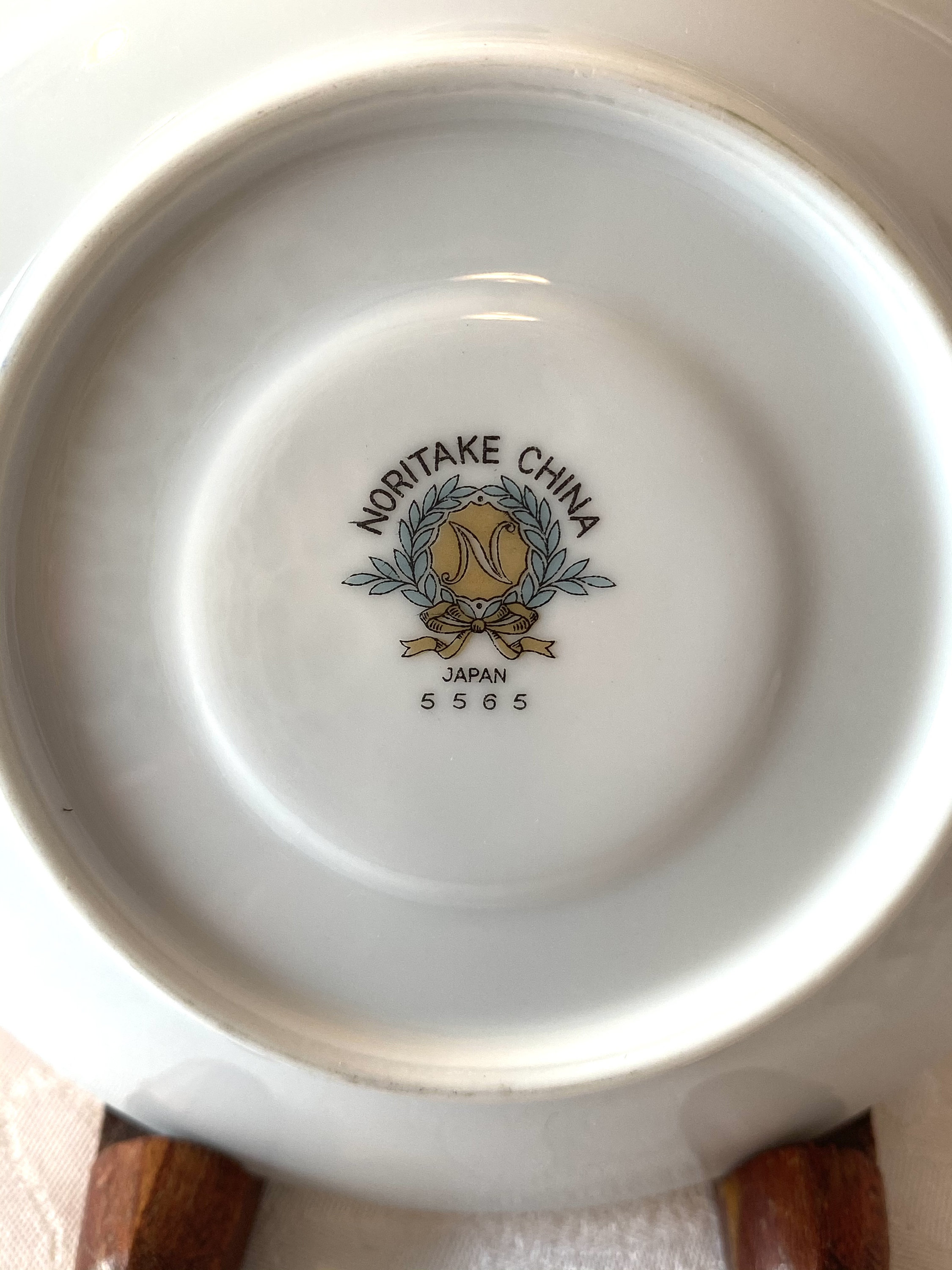 Vintage Noritake Bamboo Saucer ~ #5565 ~ Green Brown and White