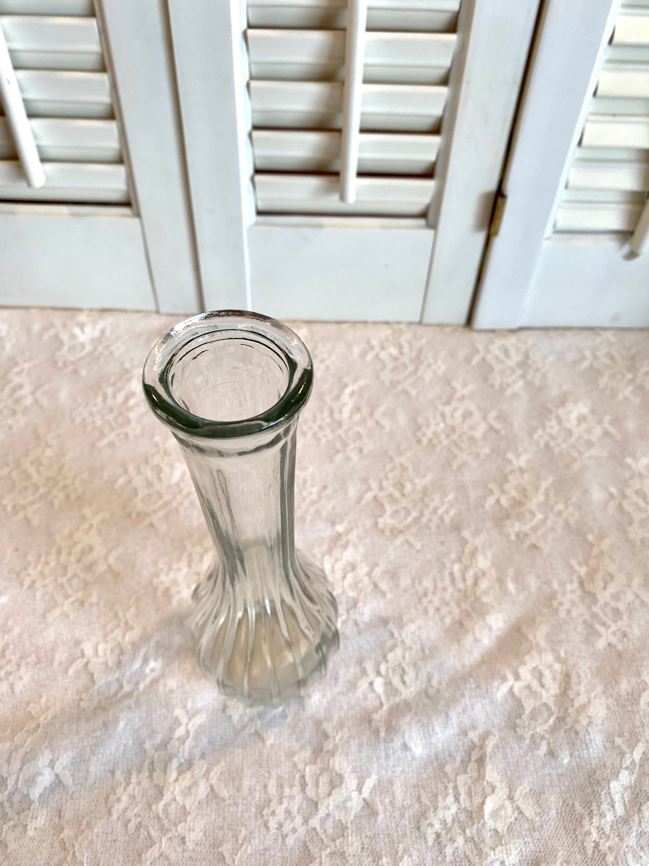 Vintage Glass Vase Collection ~ Set of Three Clear Glass