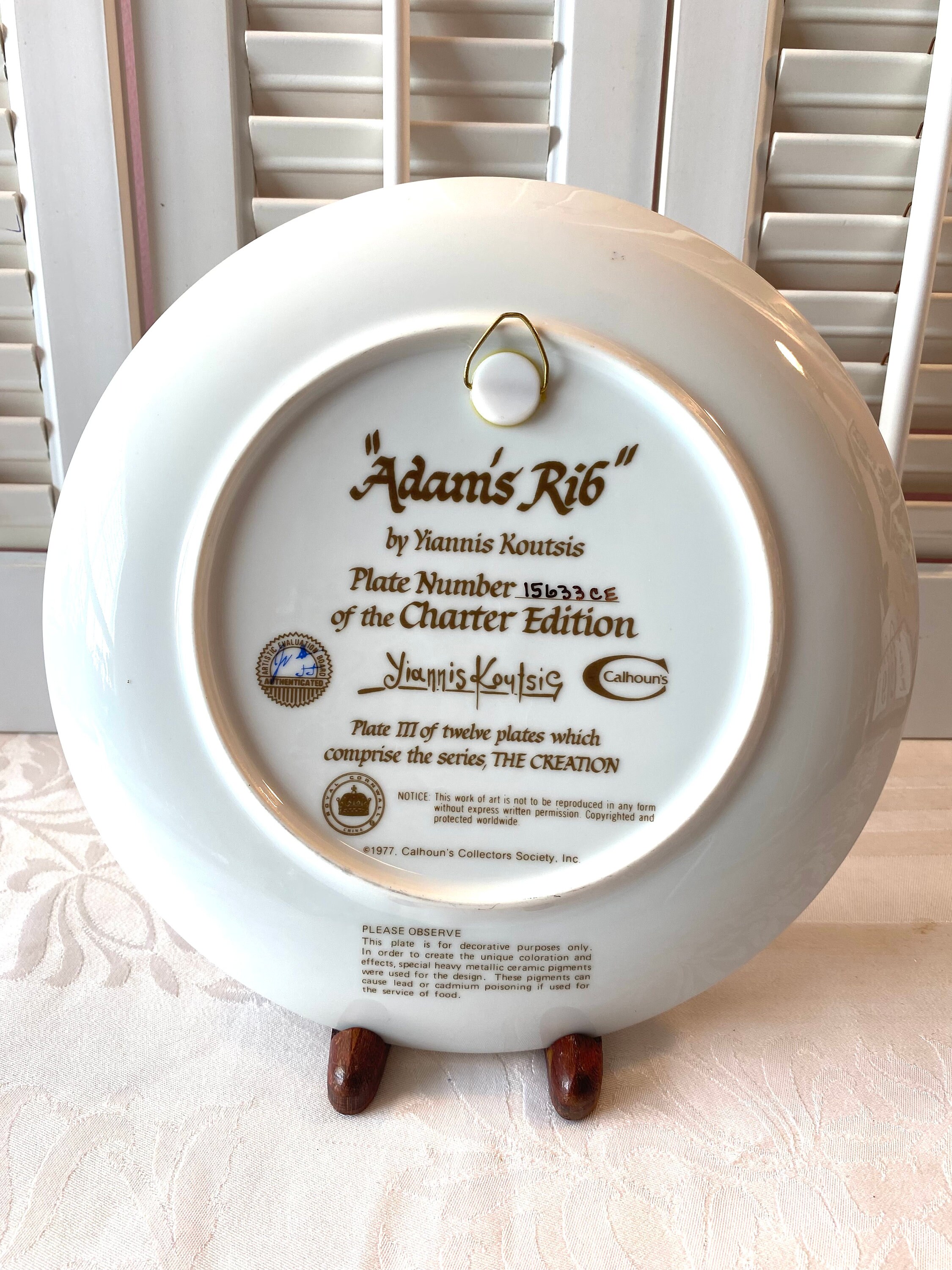 Vintage the Creation Plate Series ~ Adams Rib ~ 1977 ~ Yiannis