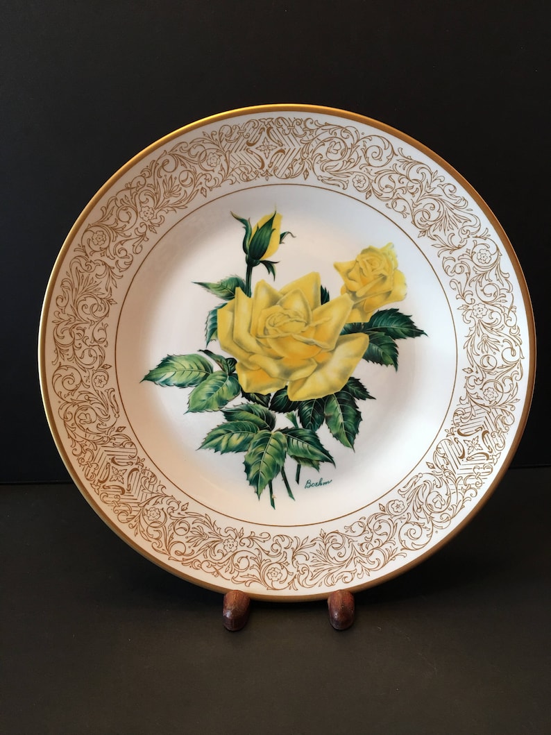 Edward Marshall Boehm Rose Plate Collection The Elegance Etsy