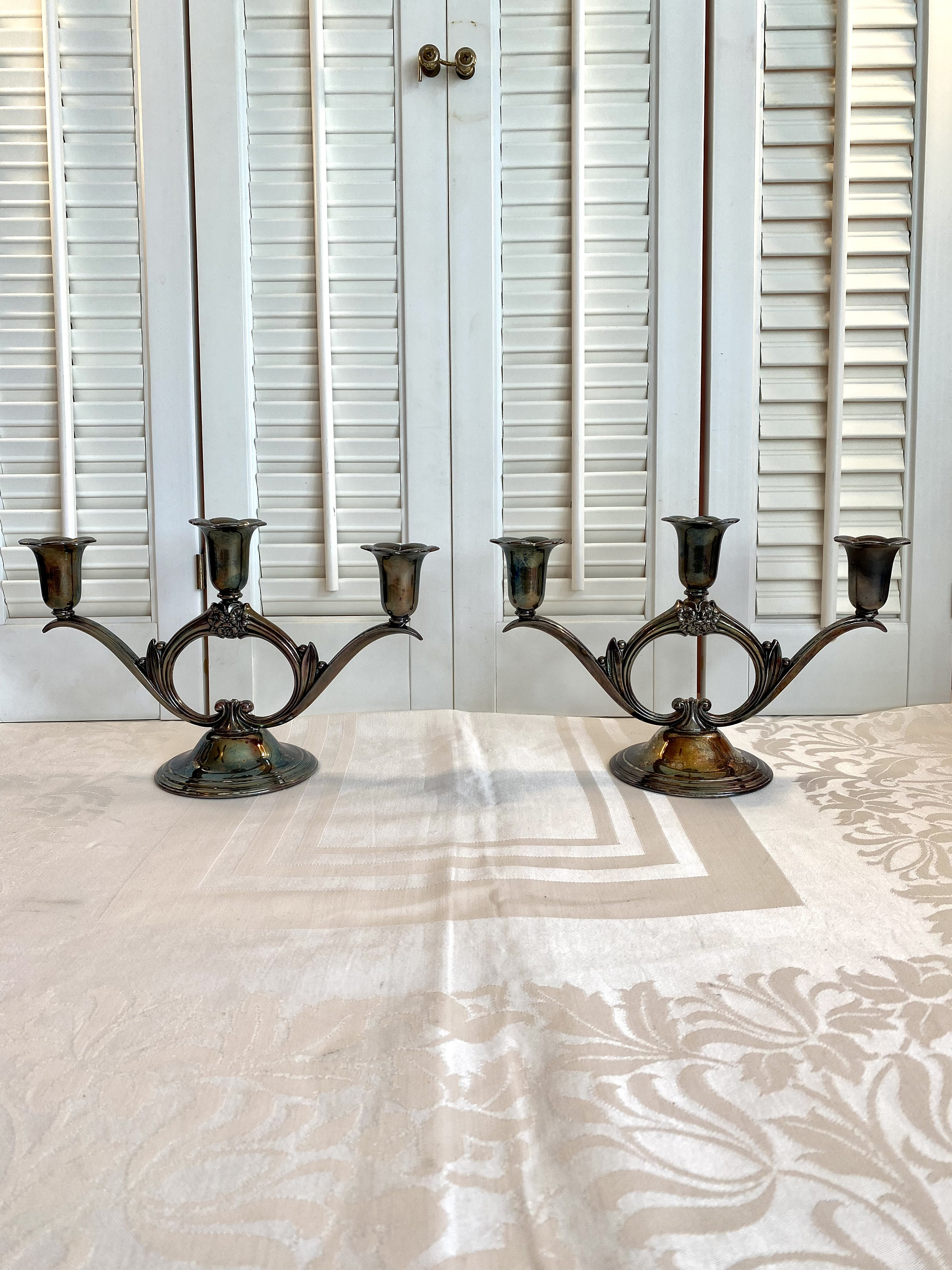 Vintage 1960's Wm Rogers and Sons Silver Plated Candelabras
