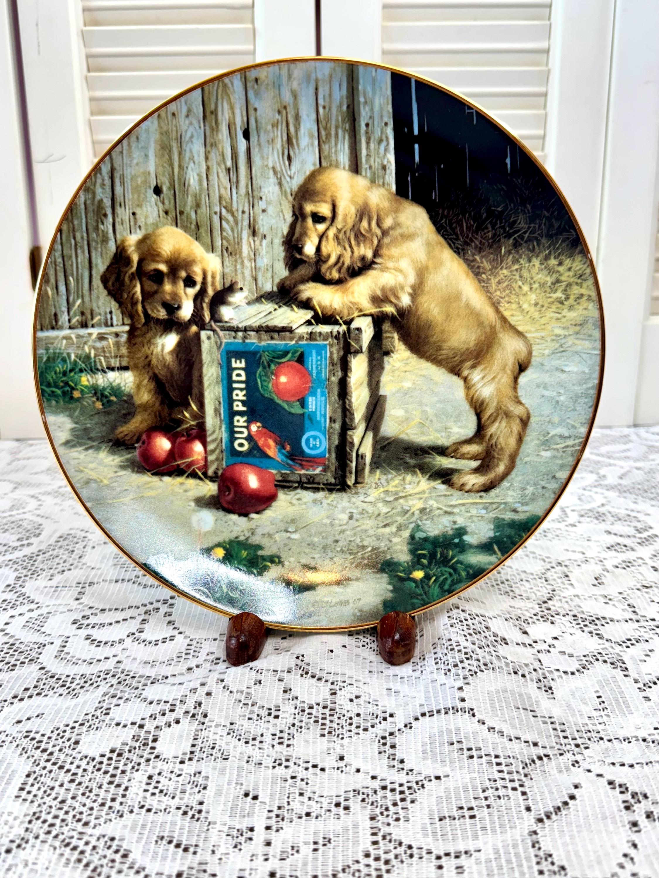 Vintage Double Take 1987 by Jim Lamb Collectible Plate ~ Cocker