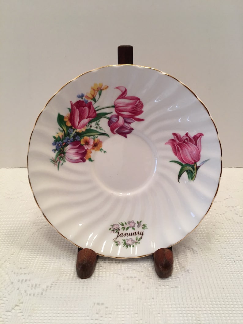 Flower of the Month Plate January Staffordshire Collection Etsy