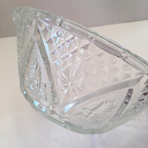 Vintage KIG Indonesia Glass Bowl Rose and Leaf Pattern Fleur de Lis Pattern image 2